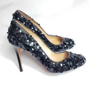 Zara black sequined stilettos